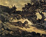 Antoine Louis Barye Famous Paintings - Lions near their Den